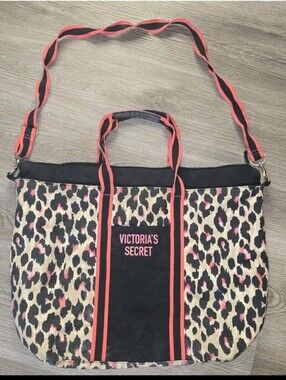 Victoria's Secret Leopard Tote with Pink and Black Accents